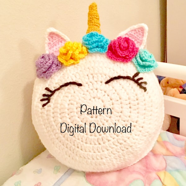 Unicorn Pillow Pattern, crochet Patterns,  crochet unicorn, beginner crochet patterns, kids crochet how to, unicorn DIY, unicorn pillow