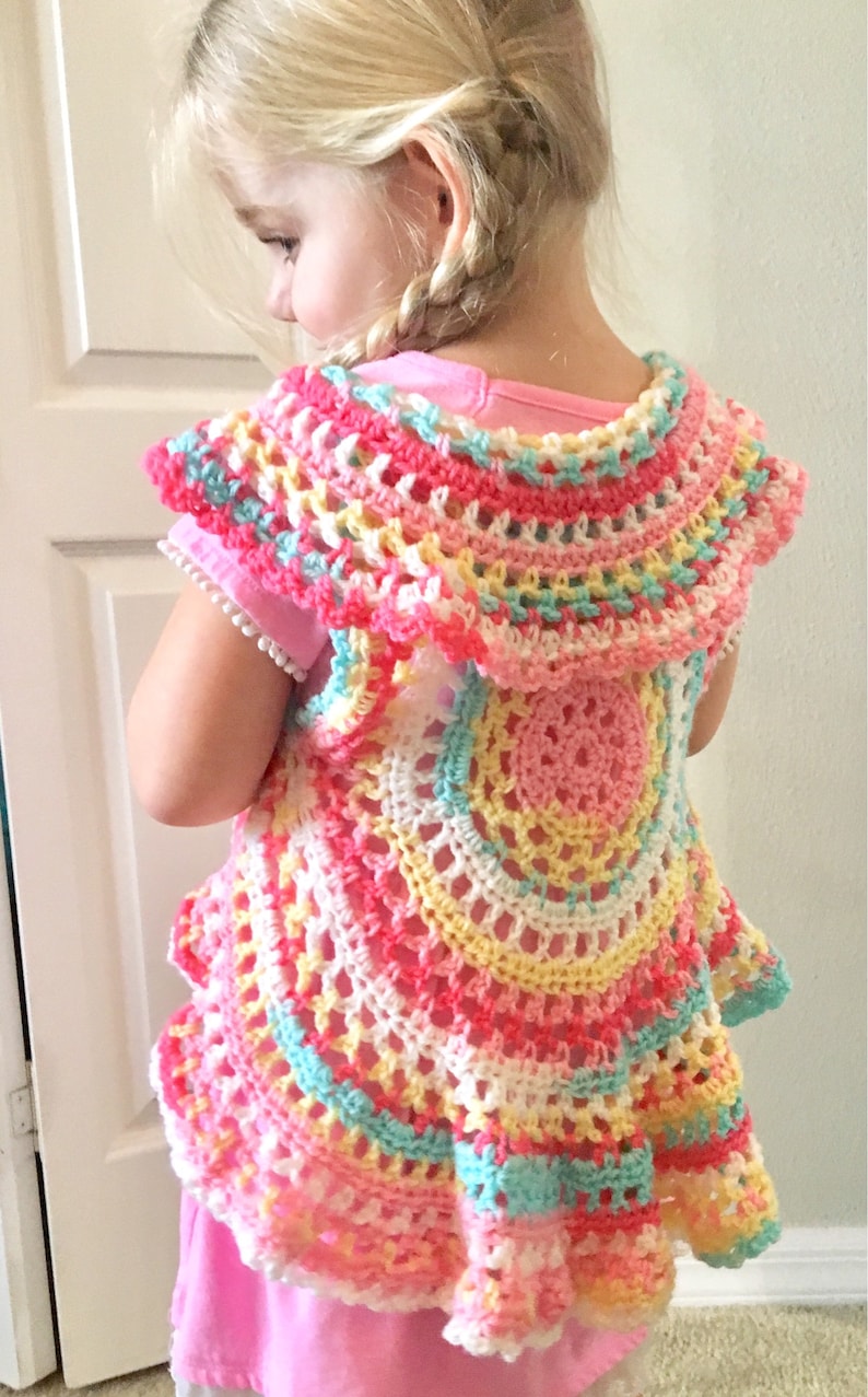Boho Crochet Vest, Girls crochet sweater Vest, Hippie girl clothes, toddler baby girl sweater vest, Bohemian Baby