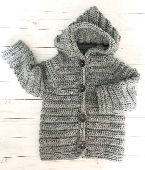 Baby Toddler boy sweater 2T grey hooded sweater boys 3T | Etsy