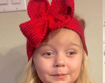 Patrón de orejeras de ganchillo con lazo grande, desde recién nacido hasta adulto (patrón en PDF)