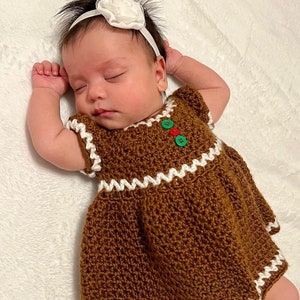 Gingerbread Crochet Pattern, Gingerbread Dress Pattern, Crochet Christmas Dress Pattern, Christmas crochet patterns, crochet dress pattern image 2