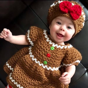 Gingerbread Crochet Pattern, Gingerbread Dress Pattern, Crochet Christmas Dress Pattern, Christmas crochet patterns, crochet dress pattern image 4