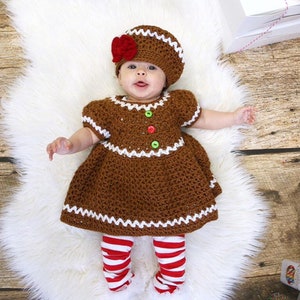 Gingerbread Crochet Pattern, Gingerbread Dress Pattern, Crochet Christmas Dress Pattern, Christmas crochet patterns, baby dress pattern