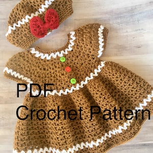 Gingerbread Crochet Pattern, Gingerbread Dress Pattern, Crochet Christmas Dress Pattern, Christmas crochet patterns, crochet dress pattern image 3