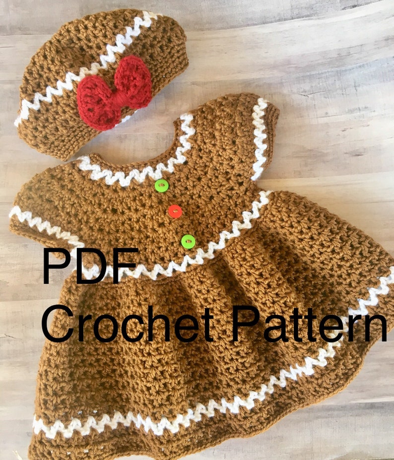 Gingerbread Crochet Pattern, Gingerbread Dress Pattern, Crochet Christmas Dress Pattern, Christmas crochet patterns, crochet dress pattern image 3