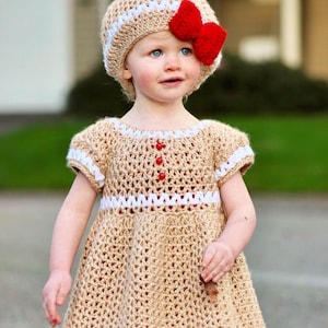 Gingerbread Crochet Pattern, Gingerbread Dress Pattern, Crochet Christmas Dress Pattern, Christmas crochet patterns, crochet dress pattern image 10