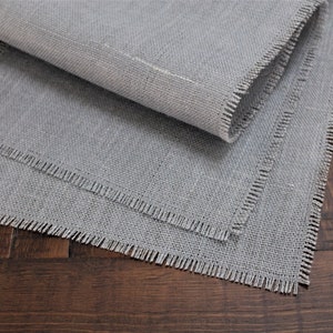 MEDIUM GRAY Burlap Runner with half inch fringe image 5