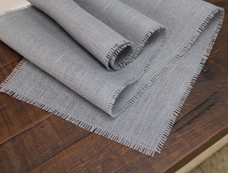 MEDIUM GRAY Burlap Runner with half inch fringe image 8