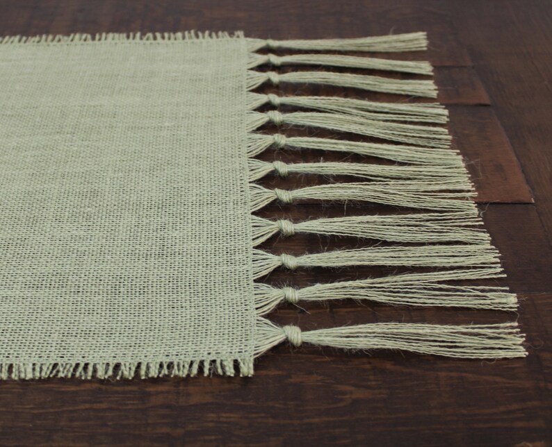 SAGE GREEN Premium Burlap Table Runner With 5 Knotted Etsy
