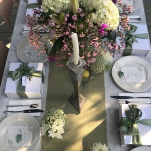 SAGE GREEN Burlap Table Runner with 1/2" fringe