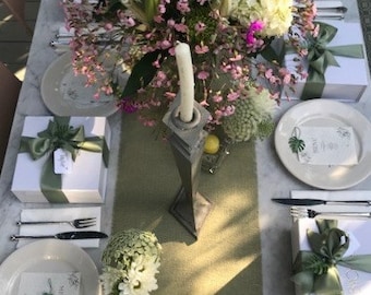 SAGE GREEN Burlap Table Runner with 1/2" fringe