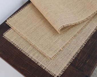 Premium Natural Burlap Table Runner with Fringe