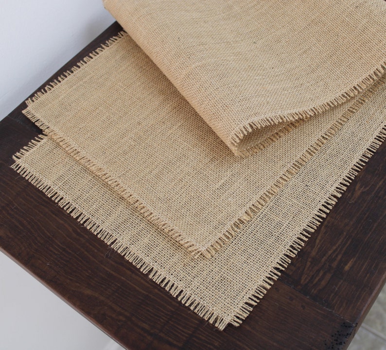 Premium Natural Burlap Table Runner With Fringe Etsy
