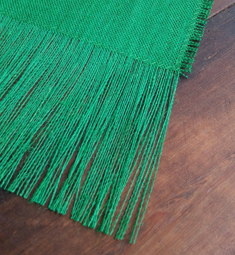 EMERALD GREEN Premium Burlap Table Runner With 6 Fringe Etsy