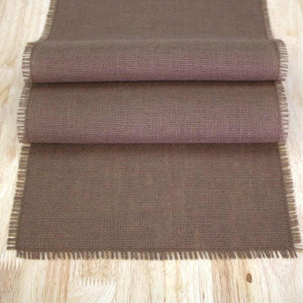 BROWN Premium Burlap Table Runner with Half Inch Fringe