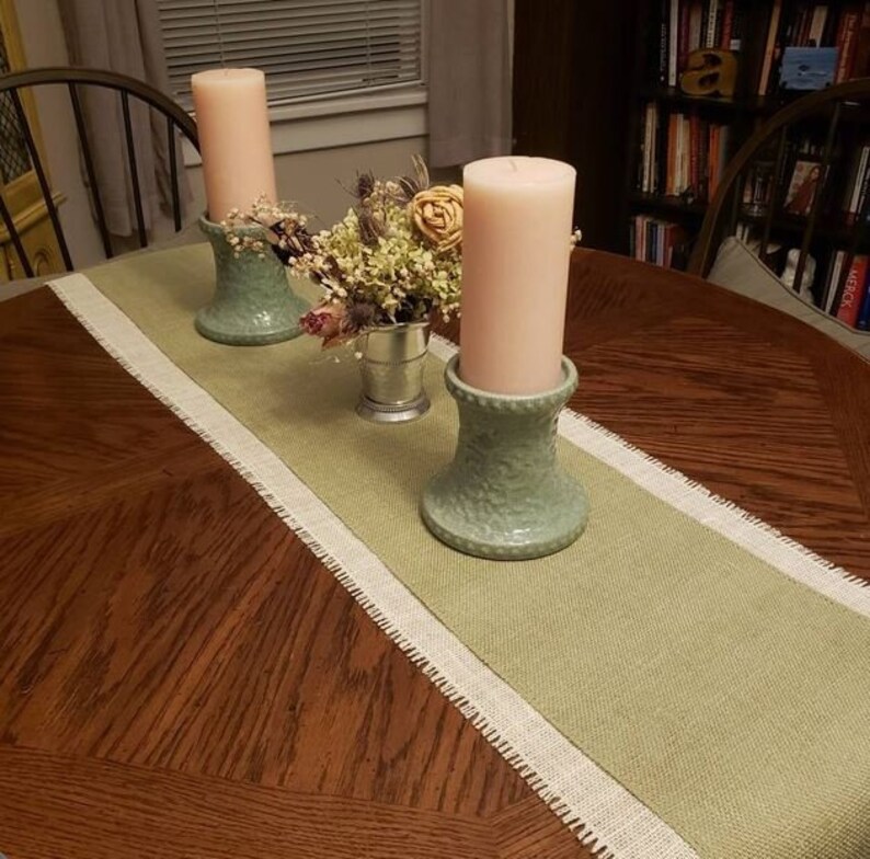 SAGE GREEN Burlap Table Runner No Fringe Etsy UK