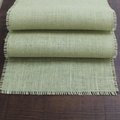 SAGE GREEN Premium Burlap Table Runner With 5 Knotted Etsy