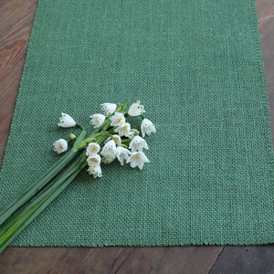 LEAF GREEN Burlap Table Runner - No Fringe