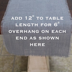 MEDIUM GRAY Burlap Runner with half inch fringe image 3