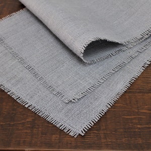 MEDIUM GRAY Burlap Runner with half inch fringe image 6