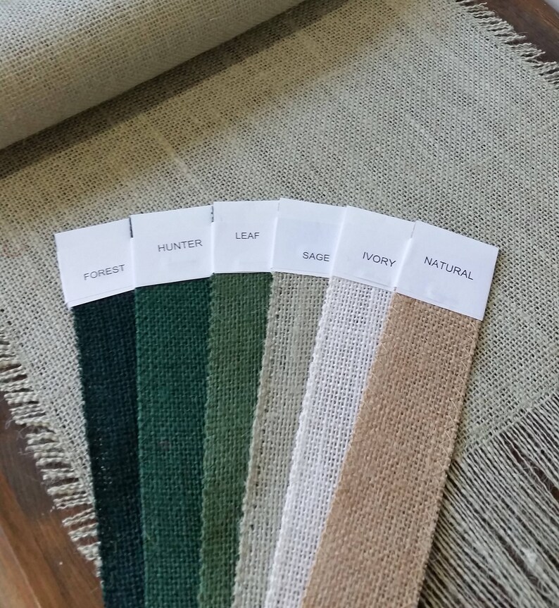 SAGE GREEN Burlap Table Runner With 6 Fringe Etsy