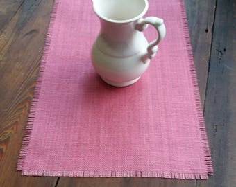 BUBBLEGUM PINK Burlap Table Runner with 1/2 inch Fringe