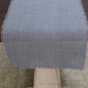 MEDIUM GRAY Burlap Runner with half inch fringe image 2