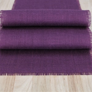 MULBERRY Burlap Table Runner with Fringe
