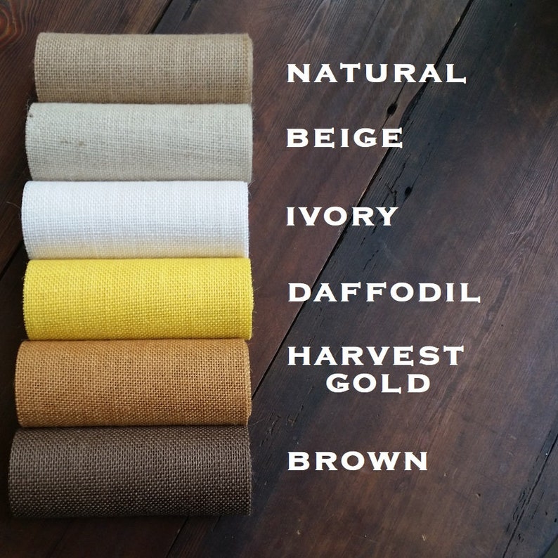 15 inch Burlap Runner Roll Brown Beige Natural or Daffodil Yellow Harvest Gold Ivory
