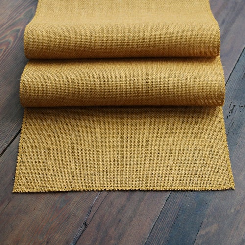 Natural Burlap Table Runner With 5 Knotted Fringe Etsy