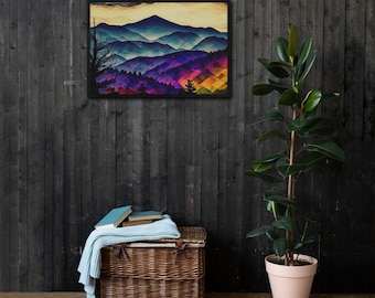Wydruk artystyczny Appalachian Mountains | Dekoracja ścienna z krajobrazem wschodnich Stanów Zjednoczonych | Oprawione płótno Scena leśna | Dzieło sztuki przyrodniczej