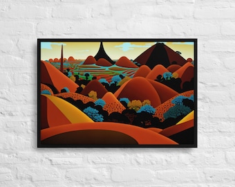 Chocolate Hills Philippines Landscape Canvas Print | Framed Digital Art | Nature Wall Decor | Bohol Scenic Artwork | Travel Inspired Decor