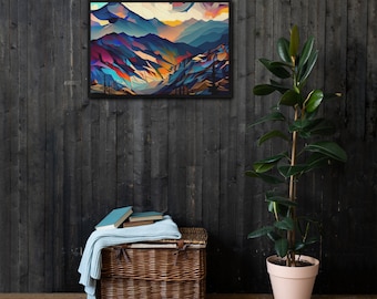 Cascade Mountains Inspired Landscape - Framed Canvas Print - Original Digital Art - Nature Wall Decor - Pacific Northwest Scene