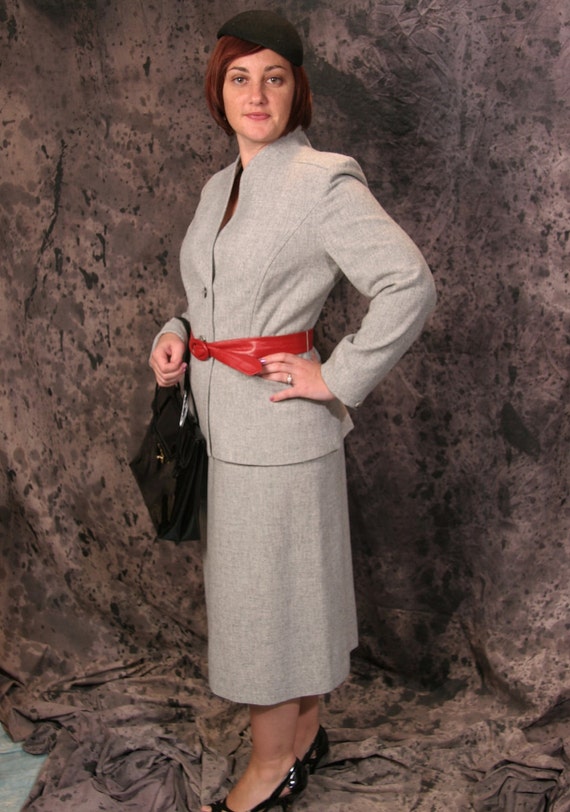Vintage 70s Gray Lilli Ann Wool Suit