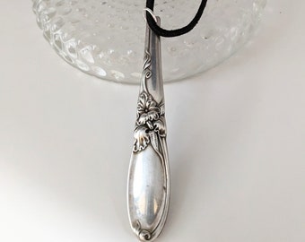 Vintage silverware pendant - flatware jewelry - spoon pendant