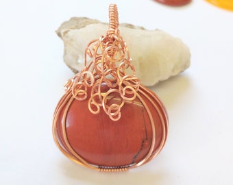 Pumpkin Pendant - copper pumpkin pendant - wire wrap pendant