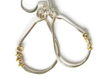 Silber Schleife Ohrringe - Silber und gold Ohrringe