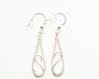 Silver wire earrings - silver drop earrings