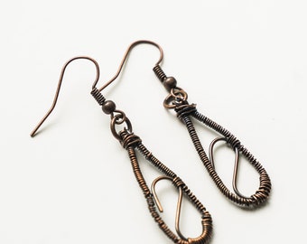 Copper earrings - copper wire earrings