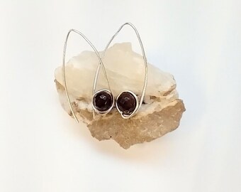 Garnet drop earrings - January birthstone jewelry - garnet bead earrings