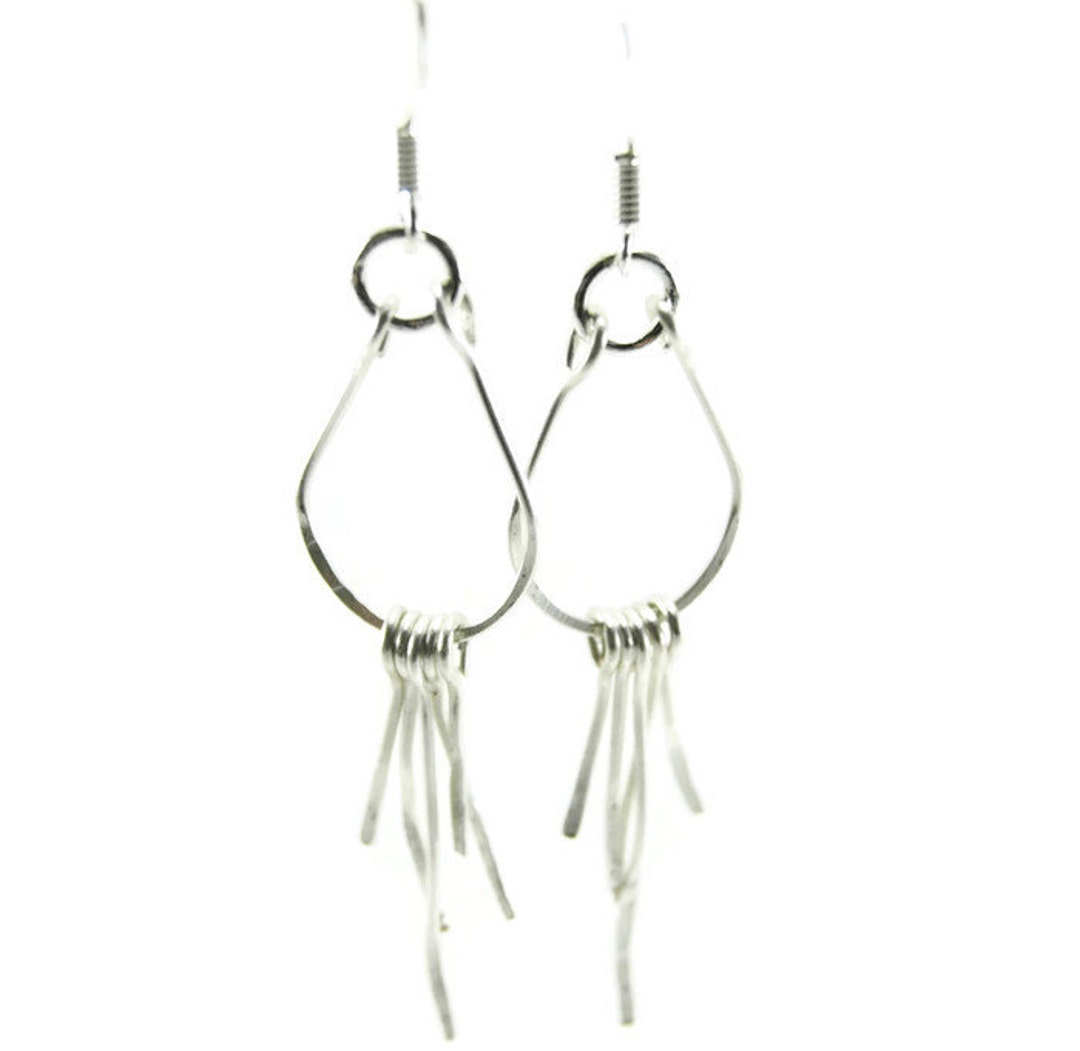 Silver Wire Earrings Silver Dangle Earrings Etsy