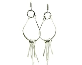 Silver wire earrings - silver dangle earrings