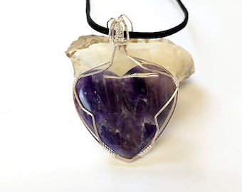 Amethyst heart necklace - February birthstone jewelry - amethyst pendant