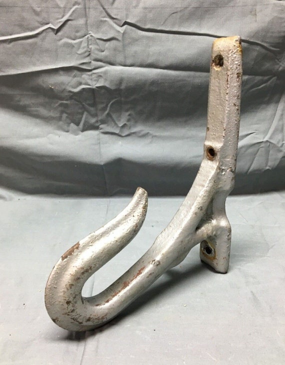 Vintage Single Large Nautical Boat Dock Hook Silver Cast Metal Old