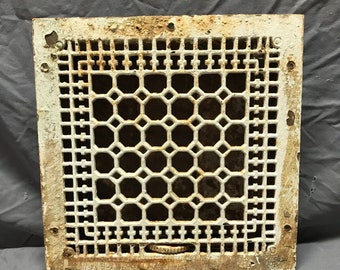 Antique Cast Iron Heat Grate Shabby Register 12" SQ. Decorative VTG Old 1941-22B