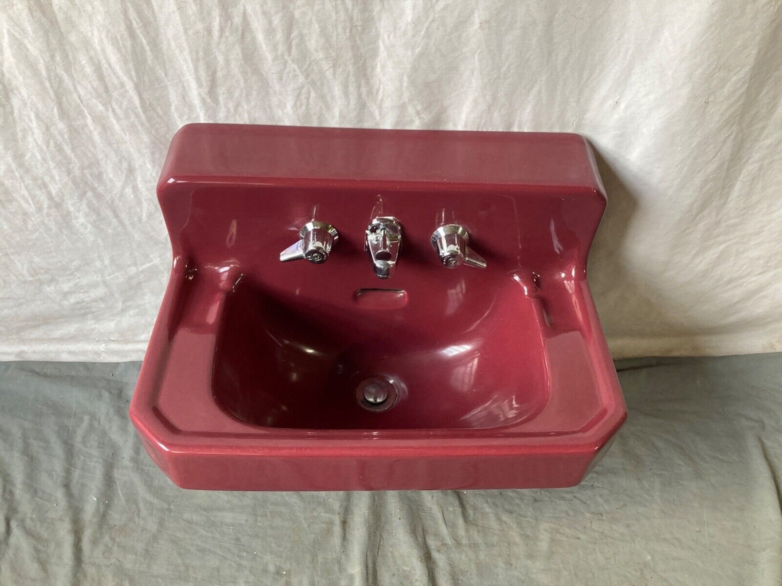 2 Vintage American Standard Cast Iron Bathroom Sinks With Original Blue  Counter