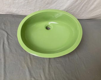 Vtg NOS Ceramic Fresh Green Lime Porcelain Under Mount Bath Sink Kohler 84-26E