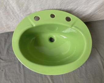 Vtg Ceramic Fresh Green Lime 16x19 NOS Kohler Drop In Bath Sink Retro 85-26E
