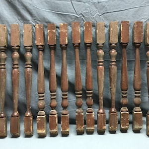 Antique Lot 15 Turned Wood Pine 2x20 Spindles Staircase Old Vintage 59-23B image 1