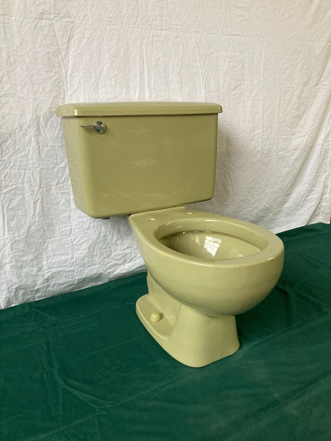 Vintage Avocado Green Porcelain Toilet Old Crane Bathroom We Ship 683 ...